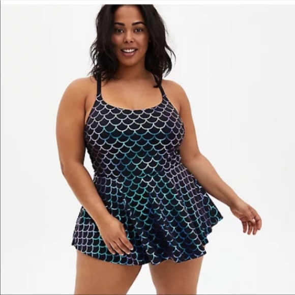 NWT TORRID MERMAID SIDE TIE SWIM DRESS - Picture 2 of 10